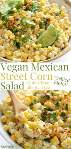 mexican street corn salad with limes and cilantro