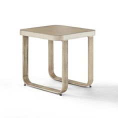 a small square table with metal legs