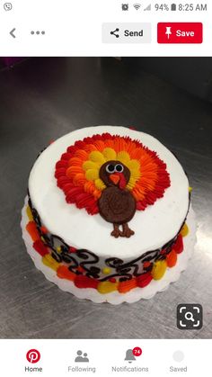 a decorated cake with a turkey on top