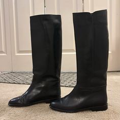 I Purchased These Beautiful Riding Boots Around 1986 And Wore Them Around Town In Nashville A Few Times. They Are Low Heeled, Comfortable, Beautifully Simple Riding Styled Boots. -Italian Soft Leather -Excellent Condition -3/4” Heel -Black Pull On Style -At Calf Height -Well Preserved And Kept In Dust Cover And Box -Comes With Original Dust Cover And Box -One Of A Kind Vintage From The 80’s Riding Boots Fashion, Shoes Vintage, Leather Riding Boots, Dust Cover, Vintage Shoes, Shoes Heels Boots, Black Heels, Low Heels, Italian Leather