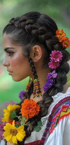 Mexican Characters, Braid Hacks, Mexican Hair, Unique Braids, Luxurious Hair, Flowing Hair, Braid Out