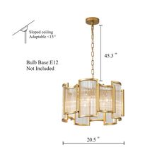 an image of a chandelier with measurements