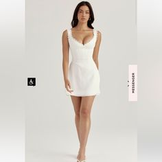 House Of Cb Tilly White Pin Tuck Mini Dress House Of Cb Mini Dress, Satin Corset Dress, House Of Cb Dresses, White Pin, Halter Midi Dress, Pleated Mini Dress, House Of Cb, People Shopping, House Dress