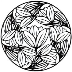 flowers in a circle with leaves on the inside, coloring pages for adults and children