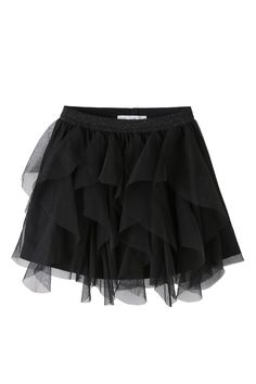 Elastic Waistband Skirt With Ruffled Tulle Appliqué. Elastic Waistband Skirt, Round Neck Top, Rhinestone Appliques, Round Neck Tops, Tulle Skirt, Access Denied, Ballet Skirt, Round Neck, Zara