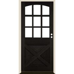 an image of a black and white door on a white background, with the top panel missing