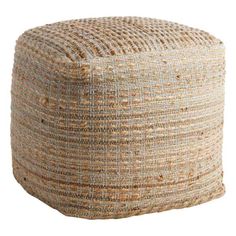 an ottoman made out of woven material