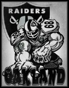 the oakland football team is depicted in this black and white photo, which has been drawn on