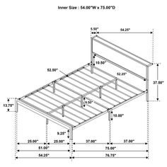 an image of a bed frame with measurements