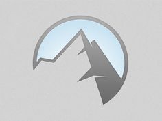 the mountain logo is shown in grey and light blue colors, as well as an arrow