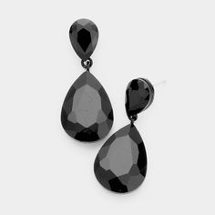 Jet Black Colored Crystal Stones, Double Teardrop Design Style, Dangle Earrings Shiny Evening Formal Statement Jewelry Size: 1.7" X 0.75" Post Backing Color: Jet Black J 157493 1152 1611 E Pageant Earrings, Evening Accessories, Clover Jewelry, Formal Jewelry, Crystal Teardrop Earrings, Crown Earrings, Casual Earrings, Stone Dangle Earrings, Statement Accessories