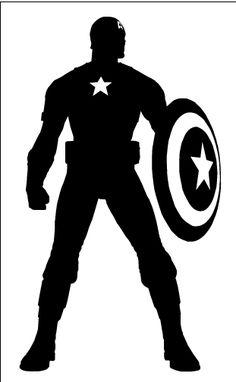 the silhouette of captain america is shown in black and white