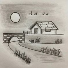 Destiny៚៚ Landscape Drawings Easy, Landscape Drawing Easy, Landscape Drawings, Drawings Simple, Art Drawings Simple, Learn To Draw, Easy Drawings, Pencil Drawings, Art Sketches