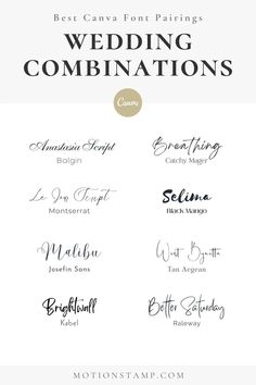 the best wedding combinations for font and calligraphy