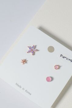 gold plated surgical steel star flower korean pretty at sam stud piercing earring 16 Gauge Earrings, Cheap Pink Star-shaped Earrings, Stud Piercing, Piercing Earrings, Surgical Steel Earrings, Dainty Studs, Star Flower, Disco Ball, Earring Set