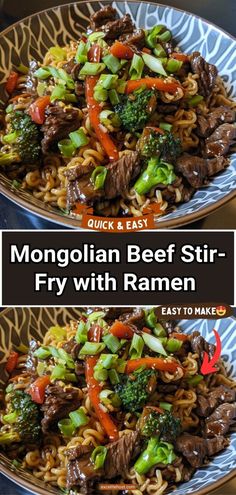 two plates filled with beef and noodles