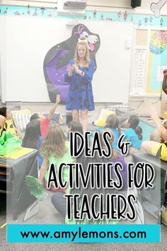 a girl is standing in front of a group of children with the words ideas and activities for teachers