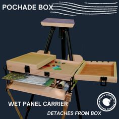 the wet panel carrier attaches from box to easel for painting and other projects