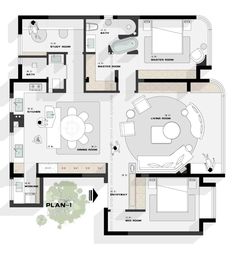 the floor plan for a modern apartment