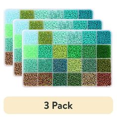 3 packs of seed beads in various colors