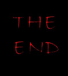 the end written in red on a black background