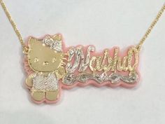 Gold Hello Kitty, Gold Nameplate Necklace, Xoxo Jewelry, K Rose, Jewelry Tattoo