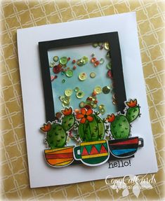 a handmade card with cactus and succulents