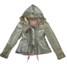 Designer Roberto Cavalli’s Sweet Angels Runway Collection Girls Hooded Denim Jacket New With Tags Size 6. Acid Washed Denim, Button Up, Side Flap Pockets, Ruffled Hem Around Hood And Sleeves. Embroidered Light Pink Rca On Sleeve For Robert Cavalli Angels. Back Has Pink Ribbon Corset Lace Up Tie. Made In Italy 100% Cotton Jacket Runway, Ribbon Corset, Robert Cavalli, Kei Fashion, Hooded Denim Jacket, Denim Corset, Corset Back, Corset Lace, Cute Jackets