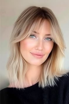 Textured Lob with Curtain Bangs Shoulder-Length Haircut. Curtain Fringe Medium Length Hair, Straight Lob With Side Bangs, Lob Center Part, Long Bob Hairstyles For Thick Hair With Fringe, Short Hairstyle Women Long Bob, Hair Shaping Around Face, Shoulder Length Balayage With Bangs, Lob Bangs Haircut, Lob Fringe Bangs