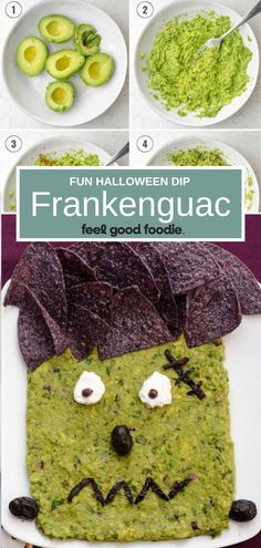 the instructions for how to make a homemade halloween guacamole