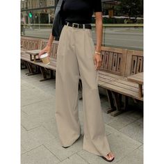 Elevate Your Wardrobe With These Timeless Beige Trousers. Perfect For Events, Or Casual Outings. Belt Not Included. Composition: 80% Polyester, 20% Rayon Design: Plain Style: Casual, Elegant Thickness: Regular Sheer: No Material: Woven Fabric Occasion: Leisure, Work Pants Length: Long Pants Stretch: Non-Stretch Fit Type: Regular Fit Keywords: Beige Trousers, Wide-Leg Pants, Office Wear, Elegant Pants, Versatile Trousers, Professional Attire, Business Casual, Neutral Color Pants, Women's Slacks, Tan Dress Pants Outfit, Beige Slacks Outfit Women, Beige Formal Pants, Business Casual Neutral, Women's Slacks, Beige Dress Pants, Elegant Pants, Outfits Primavera, Luxury Wardrobe