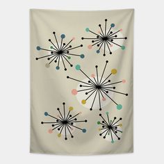 Imagine this atomic Starburst design in your home and the joy it will bring when looking at the beautiful colors of turquoise, orange, gold, blue, pink, tan, and black. Also available as an all-over pattern. -- Choose from our vast selection of tapestries to match with your desired size to make the perfect custom tapestry. Pick your favorite: Movies, TV Shows, Art, and so much more! Available in small, medium, large. Perfect for decorations in apartments, bedrooms, and dorm rooms. Modern Tapestry, Modern Tapestries, Starburst Design, Atomic Starburst, Atomic Age, West Palm, Orange Gold, Tapestry Design, Apartments Bedrooms