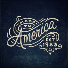 the logo for made in america is drawn on a blackboard with white chalk and ink