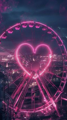 a ferris wheel with a heart in the middle