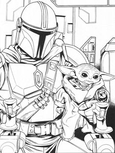 the child yoda and boba fett coloring pages