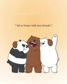 three bears hugging each other with the caption'life is better with true friends '