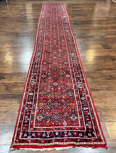 "Long Persian Runner Rug 2.9 x 17, Red Handmade Wool Rug for Hallway, Antique Persian Carpet, 17ft Runner A Pretty Antique Handmade Hand-Knotted Wool Floral Allover Runner.  A great way to transform any space. Details: * Construction Technique:  Handmade Hand-Knotted * Materials: Wool  * Size (ft/inches): 2' 9\" x 17' 3\" * Pile Height: 1/3\" * Color(s): Red |  * Age:  1940s * Origin: Azerbaijan * Collection: Floral Allover * SKU: 2307L063 * Rug Number: NIN3509-KHR-ROLL * Condition/Notes: Very good condition. Free of stains, odors, discolorations, tears, etc. Recently cleaned and ready to be enjoyed in your space.   ️ Welcome to Jewel Rugs! We are a 5th generation family business specializing in antique and vintage handmade rugs. We are proud of our wide, unique selection and our dedicatio Entry Runner Rug, Rug For Hallway, Red Persian Rug, Hall Runner Rugs, Craftsman Homes, Antique Persian Carpet, Narrow Hallway Decorating, Hall Runner, Persian Runner