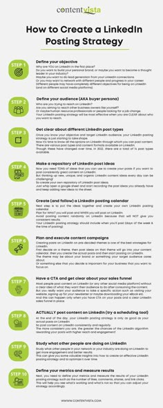 10 steps explaining how to create an effective LinkedIn posting strategy in 2022 Linkedin Marketing Strategy, Content Ideas For Linkedin, Linkedin Posting Schedule, Ideas For Linkedin Posts, Linkedin Content Ideas For Business, Content For Linkedin, B2b Linkedin Content Ideas, How To Grow On Linkedin, Posting On Linkedin