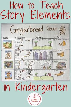 a poster with the words how to teach story elements in kindergartn on it