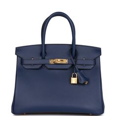 Hermes Birkin 30 Bleu Saphir Epsom Gold Hardware - fashionupstore1 Blue Birkin, Birkin 30, Hermes Birkin 30, Hermes Box, Hermes Bags, Hermes Bag, Hermes Birkin, Birkin Bag, High Quality Leather