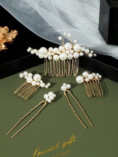 5pcs/Set Women's Hair Combs & Pins Faux Pearl Headpiece Retro Baroque Big Faux Pearl Hair Fork Bridal Hairpin Hair Comb Hair Stick European Style Design Wedding Hair Accessories For Wedding Party Wearing Elegant Gold Boho,Gorgeous-Luxury   ABS     Wedding & Event, size features are:Bust: ,Length: ,Sleeve Length: Hair Accessories For Wedding, Party Tiara, Accessories For Wedding, Stick Design, Pearl Headpiece, Bridal Headwear, Hair Comb Accessories, Hair Fork, Comb Hair