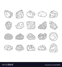 different kinds of food line icons set