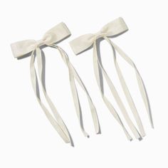 Claire's Ivory Grosgrain Ribbon Long Tail Hair Bow Clips - 2 Pack Hair Bow Clips, Piercing Kit, Tail Hair, Hair Pack, Tiara Hairstyles, Mixed Metal Jewelry, Jewelry Hair, Ribbon Hair Bows, Fashionable Jewelry