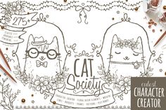 Cat Society - Cute Character Creator by Euonia Meraki on @creativemarket