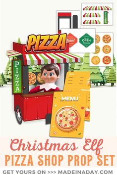 the christmas elf pizza shop prop set is on sale