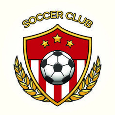 the soccer club logo with a soccer ball and laurels on it's crest