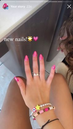 Nail Inso Short Nails Summer, Cute Almost Nails, Acrylic Nails Colored French Tip, Fun Nails For Vacation, Preppy Nail Inspired, Pink Nails Girly, Birthday Nail Ideas Almond, Short Almond Acrylic Nails Birthday, Trending Acrylic Nails 2023 Summer