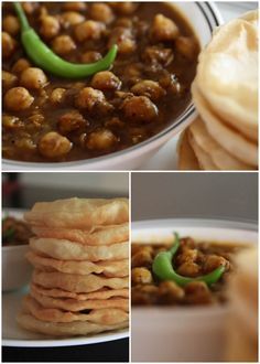 some food that is on top of a white plate and in the middle there are pictures of different foods