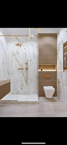 a modern bathroom with marble walls and flooring