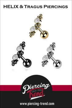 three different types of piercings with the words piercing trend on them and an image of two